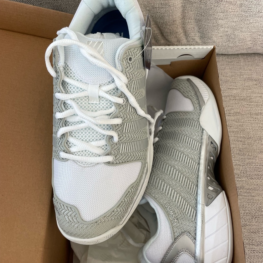 K-Swiss White and Gray Athletic Sneakers